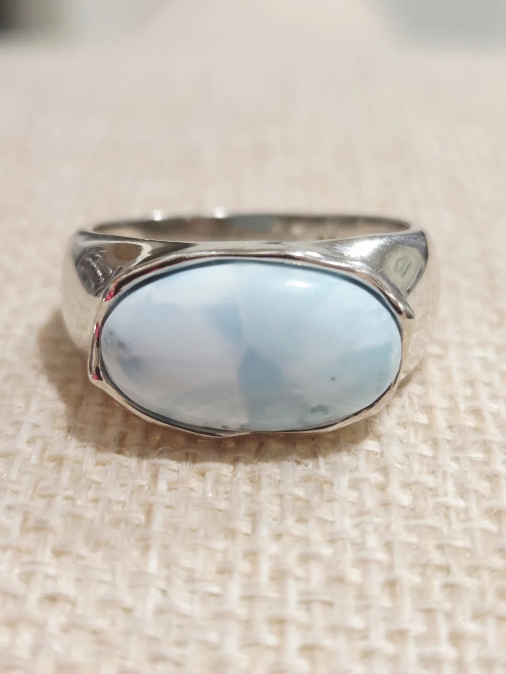 Sterling Silver Larimar Oval Ring - Light Blue~ Size 9